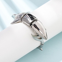 Нержавеющая Сталь Цвет 304 браслеты-цепочки из нержавеющей стали для женщин и мужчин, акула, цвет нержавеющей стали, внутренний диаметр: 2.48 дюйм (6.3 см)