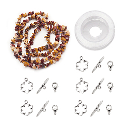 Mookaite DIY Bracelets Necklaces Jewelry Sets, Natural Mookaite Chips Beads Strands, Toggle Clasps, Lobster Claw Clasps and Elastic Wire, 12.6x10.6x2.1cm