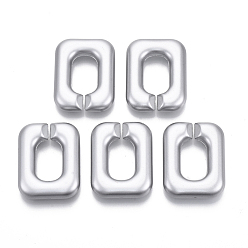 Silver Spray Painted CCB Plastic Linking Rings, Quick Link Connectors, For Jewelry Cross Chains Making, Rectangle, Silver, 36x28x8mm, Inner Diameter: 12x19mm