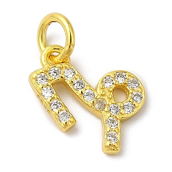 Козерог 925 серебряные шармы, с четким кубического циркония, созвездие, золотые, Козерог, 9x7x1 мм, отверстие : 2.5 мм