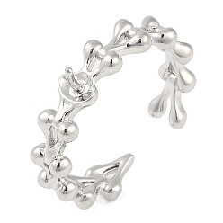 Платина Настройки кольца пальца латуни, за половину пробурено бисера, платина, 5 мм, регулируемый, штифты : 0.9 мм