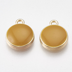 Перу Подвески из сплава , с эмалью, плоско-круглые, золотой свет, Перу, 12.5x10x2.5 мм, отверстие : 2 мм