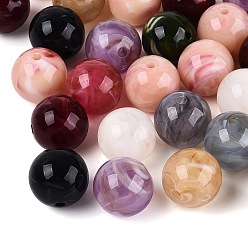 Mixed Color Two Tone Opaque Acrylic Beads, Imitation Gemstone, Round, Mixed Color, 15.5mm, Hole: 2.5mm, about 215pcs/500g