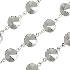 Нержавеющая Сталь Цвет 304 цепочки из нержавеющей стали со стразами, пайки, подходит для горного хрусталя, с катушкой, цвет нержавеющей стали, 14x8.7x3.3 мм