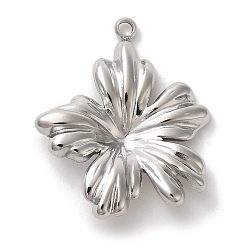 Нержавеющая Сталь Цвет 304 подвески из нержавеющей стали, цветочный шарм, цвет нержавеющей стали, 28x23x4.5 мм, отверстие : 1.3 мм