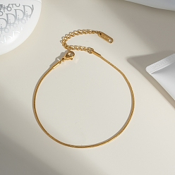 Золотой Женские браслеты на ногу в европейском стиле из нержавеющей стали с круглой цепочкой-змейкой, золотые, 7-5/8 дюйм (195 мм)