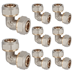 Platinum & Golden Brass Pipe Fitting Compression, Angle Connector, Platinum & Golden, 41x66x32mm, Hole: 12mm