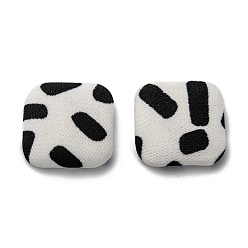 Gemischte Farbe Cabochons aus Baumwollstoff, mit Aluminium, Viereck, black & white, Gemischte Farbe, 18x18x5 mm