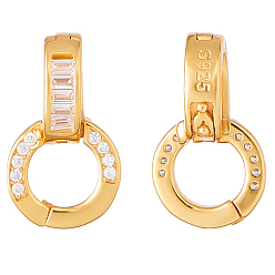 Золотой 2 шт. 925 застежки-крутилки из стерлингового серебра с прозрачными кубическими циркониями, золотые, 14x8x6 мм, отверстие : 4.5 мм, 2 шт / комплект