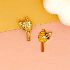 Bees Подвески из эмали и сплава, оранжевые, Пчелы, 25.5x15 мм