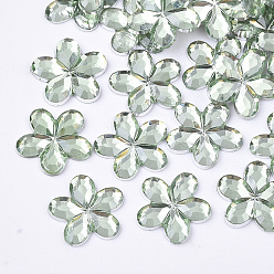 Темный Морско-зеленый Пластиковые кабошоны, цветок, темно-зеленый, 9x9.5x1.5 мм , около 5000 шт / мешок