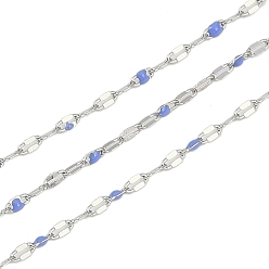 Васильковый Латунные цепочки, с эмалью, с катушкой, пайка без свинца и кадмия, платина, васильковый, 4x2x1 мм