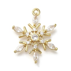 Настоящее золото 14K Стойка металлическая латунная микропрофилированная кубическая циркония подвески, без кадмия, без никеля и без свинца, долговечный, снежинка, реальный 14 k позолоченный, 17.5x22.5x3 мм, отверстие : 1.4 мм