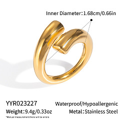 Настоящее золото 18K 304 регулируемые манжеты из нержавеющей стали с открытыми кольцами для женщин, реальный 18 k позолоченный, внутренний диаметр: 16.8 мм
