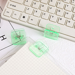 Medium Spring Green Mini Square Transparent Plastic Bulldog Clips, Hinge Clip, School Office Supplies, Medium Spring Green, 30x30mm