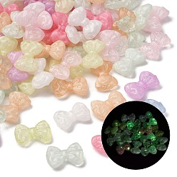 (52) Непрозрачная лаванда Светящиеся прозрачные акриловые бусины, бантом, с блеском порошок, светится в темноте, разноцветные, 16x24x7 мм, отверстие : 2 мм