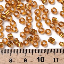 Dark Goldenrod 6/0 Glass Seed Beads, Silver Lined Round Hole, Round, Dark Goldenrod, 4mm, Hole: 1.5mm, about 6639 pcs/pound