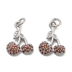 Платина Латунные микро проложить кубического циркония подвески, без кадмия, без никеля и без свинца, черри прелести, с целью перехода в кольце, платина, 17x12.5x3.5 мм, отверстие : 3 мм