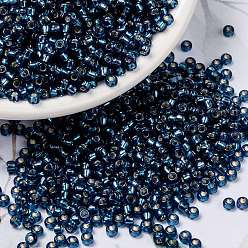 (RR1445) Окрашенный Голубой Циркон с Серебряной Подкладкой Миюки круглые бусины рокайль, японский бисер, 8/0, (rr 1445) окрашенный в серебристый синий циркон, 3 мм, отверстие : 1 мм, Около 19000~20500 шт / фунт