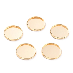 Золотой 304 Настройки нержавеющей стали кабошон, чашки безель с краями, плоско-круглые, золотые, 18x2 мм лоток: 16 мм