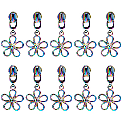 Rainbow Color 14шт цветок #5 цинковый сплав сменные ползунки молнии, для багажа чемодан рюкзак куртка сумки пальто, Радуга цветов, 4.95x2.5x0.95 см