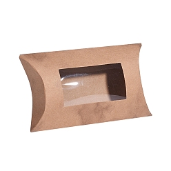 BurlyWood Paper Pillow Boxes, Gift Candy Packing Box, with Clear Window, Marble Texture Pattern, BurlyWood, 17.5x10.05x3.85cm