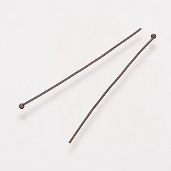 Red Copper Jewelry Findings, Brass Ball Head Pins, Red Copper, 42x0.6mm, 22 Gauge, Head: 1.5mm