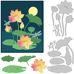 Lotus Pattern 2 шт 2 стили трафареты для штампов из углеродистой стали, для diy scrapbooking, Фотоальбом, декоративная бумага для тиснения, цвет нержавеющей стали, узор лотоса, 93~110x151x0.8 мм, 2 шт / комплект