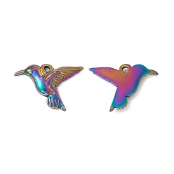 Rainbow Color Ion Plating(IP) 304 Stainless Steel Pendants, Bird Charms, Rainbow Color, 18x26x3mm, Hole: 1.6mm
