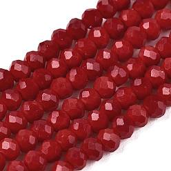 (123L) Белый крем непрозрачный блеск Непрозрачный сплошной цвет имитация нефрита стеклянные бусины пряди, граненые, рондель, огнеупорный кирпич, 2.9~3.3x2 мм, отверстие : 0.8 мм, около 135~140 шт / нитка, 32~34 см