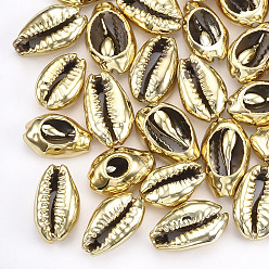 Gold Cowrie Shell Beads, with UV Plated, No Hole/Undrilled, Gold, 13~16x8~11x5~6mm