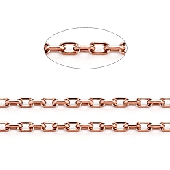 Розовое Золото Ионное покрытие (ip) 304 кабельные цепи из нержавеющей стали, тонкие цепочки с алмазной огранкой, пайки, граненые, с катушкой, овальные, розовое золото , 1.5x0.9x0.2 мм, около 32.8 футов (10 м) / рулон