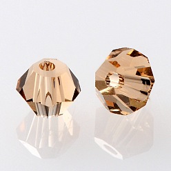Sandy Brown Faceted Bicone Grade AAA Transparent Glass Beads, Sandy Brown, 4x3mm, Hole: 1mm, about 720pcs/bag