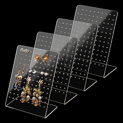 Прозрачный 4шт. органическое стекло дисплеи, дисплей ювелирных изделий стойки, ясно вешалки серьги, прямоугольные, прозрачные, 10x5x14 см, отверстие : 2 мм