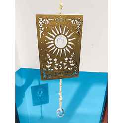 Античная Бронза Стеклянный кулон-капля, украшение, подвесные ловцы солнца, с металлическим таро, для оформления окон дома и сада, античная бронза, 500x12.5 мм