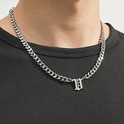 Letter V 304 кубинские звенья цепи с подвеской из нержавеющей стали, цвет нержавеющей стали, не тускнеет, Буква V, 19.69 дюйм (50 см)