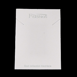 White Paper Jewelry Display Cards, Necklace Display Cards, Rectangle with Word Fashion, White, 8.5x5.95x0.05cm