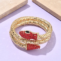 Гиацинт Браслеты из змеиного сплава со стразами для женщин, золотые, гиацинт, внутренний диаметр: 2-1/8 дюйм (5.3 см)