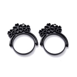 Electrophoresis Black Alloy Open Back Bezel Pendants, Rotating Pendants, for DIY UV Resin, Epoxy Resin, Pressed Flower Jewelry, Flower, Electrophoresis Black, 35x30x3.5mm, Hole: 1.4mm