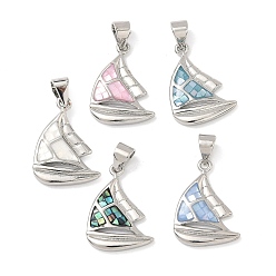 Платина Латунь эмаль подвески, корабельные прелести, с естественной оболочке, долговечный, стойки покрытие, платина, 18x13.5x2.5 мм, отверстие : 4.5x3.5 мм
