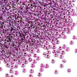 (RR264) Raspberry Lined Crystal AB Миюки круглые бусины рокайль, японский бисер, 11/0, (rr264) малиновый с подкладкой кристалл ab, 11/0, 2x1.3 мм, отверстие : 0.8 мм, Около 50000 шт / фунт