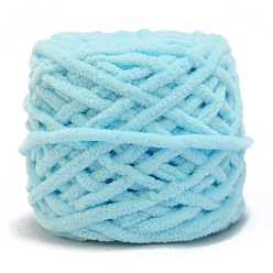 Светло-Голубой Мягкая полиэфирная пряжа для вязания крючком, толстая пряжа для шарфа, пакет, изготовление подушек, Небесно-голубой, 7 мм, около 43.74 ярдов (40 м) / моток