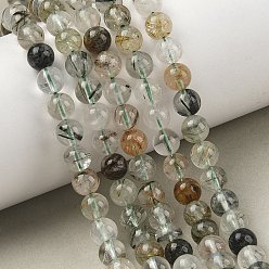 Rutilated Кварц Натуральные зеленые кроличьи волосы, кварц, зеленые рутиловые кварцевые бусины, нити, гладкий круглый, 6.5~7 мм, отверстие : 1 мм, около 58 шт / нитка, 15.16 дюйм (38.5 см)