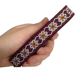 Золотистый 6.8m жаккардовая лента с цветочным рисунком в этническом стиле из полиэстера, золотые, 3/4 дюйм (20 мм), около 7.44 ярдов (6.8 м) / рулон