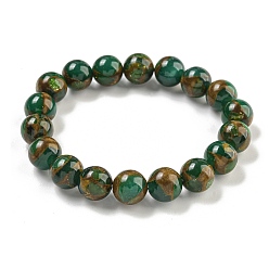 Зеленый Круглые синтетические золотые клинквантовые камни растягивающиеся брекеты, окрашенные брекеты для мужчин и женщин, зелёные, внутренний диаметр: 2 дюйм (5 см)