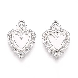 Нержавеющая Сталь Цвет 304 Настройки кабошон из нержавеющей стали кулон, сердце, цвет нержавеющей стали, лоток : 5x7 мм, 20x13.5x2 мм, отверстие : 1.4 мм