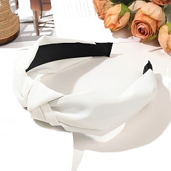 Белый Однотонные тканевые ленты для волос с узлами, головной убор с широкими краями, праздничные аксессуары для волос для женщин и девочек, белые, 150 мм