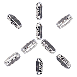 Mixed Color 9Pcs 3 Styles 304 Stainless Steel Slide Charms, Oval, Mixed Color, 3pcs/style