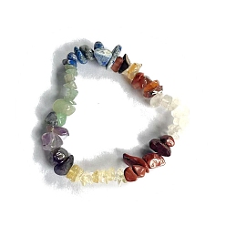 Смешанные камни Природные и синтетические Gemstone браслеты простирания, чип, внутренний диаметр: 2-1/8~2-3/8 дюйм (5.5~6 см)