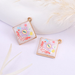 Солнце Подвески из эмали и сплава, золотые, ромбовидный шарм, солнце, 28x25 мм